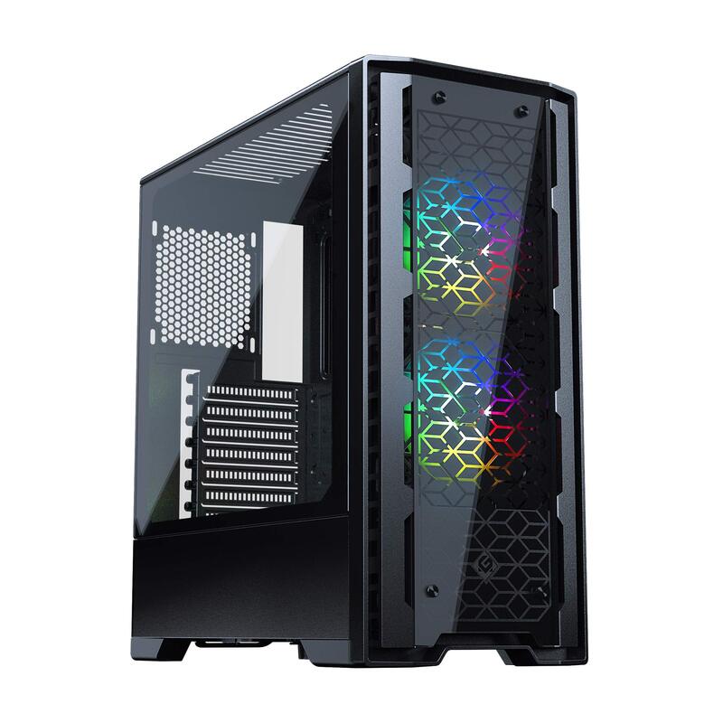 

‎Metallic Gear Metallic Gear Neo-G Mid-Tower ATX, Decorative Tempered Glass Front Design, 2X 120 Digital RGB Skiron Fans, D-RGB Controller, Black