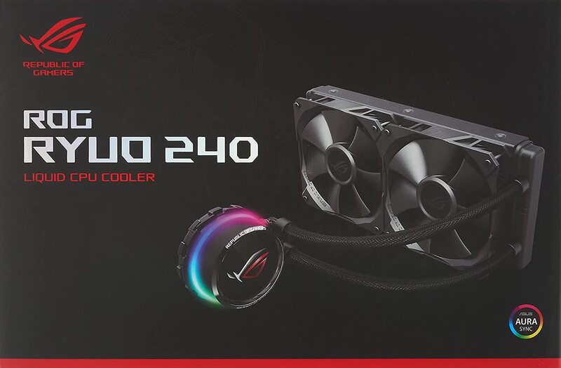 

Asus Rog Ryuo 240 AIO 24mm 12V Liquid CPU Cooler with live dash OLED Panel & FanXpert Controls, 60 W, Black