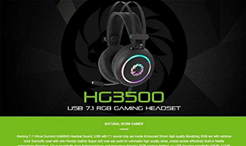

GameMax Wired HG3500 7.1 Virtual Surround Gaming Headset with Mic, Black