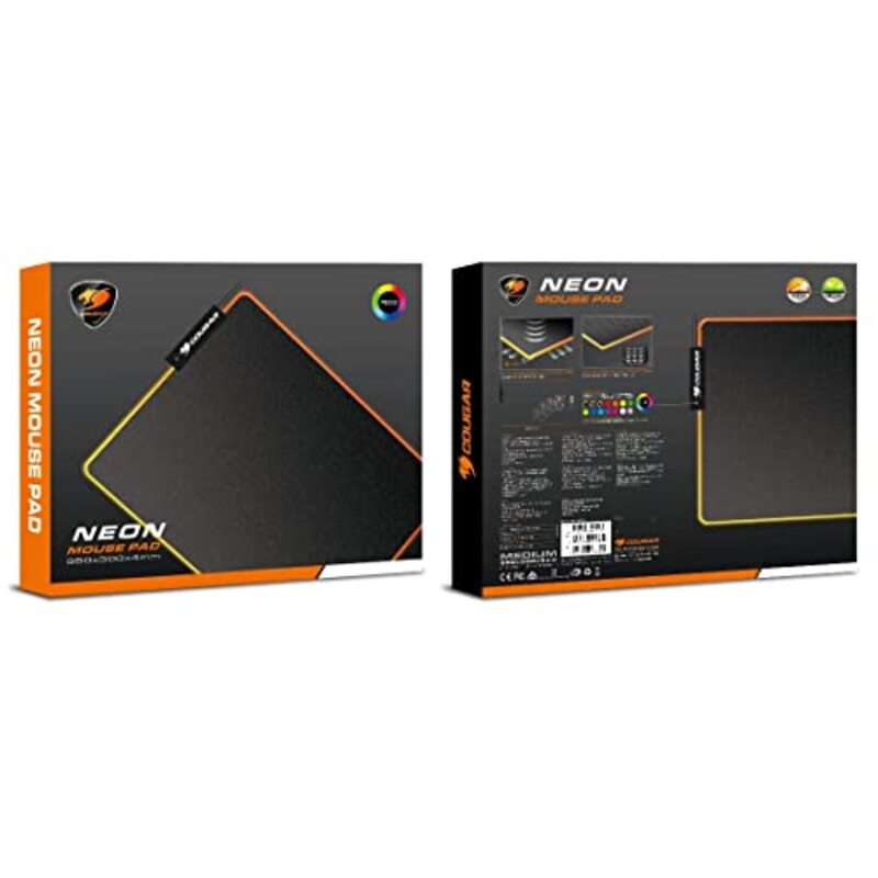 

Cougar Neon Cloth, Rib, Anti-Slip, 4mm Thick Gaming Mouse Pad, Medium, Black