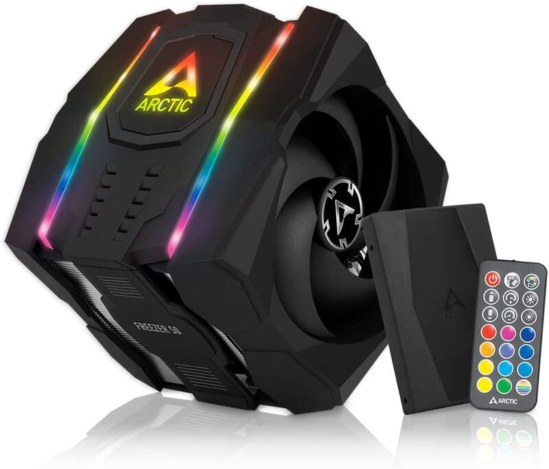 

Arctic Freezer 50 Multi Compatible Dual Tower CPU Cooler Fan with A-RGB CPU Cooler for AMD and Intel Two Pressure-Optimised Fans, ACFRE00080A, Black