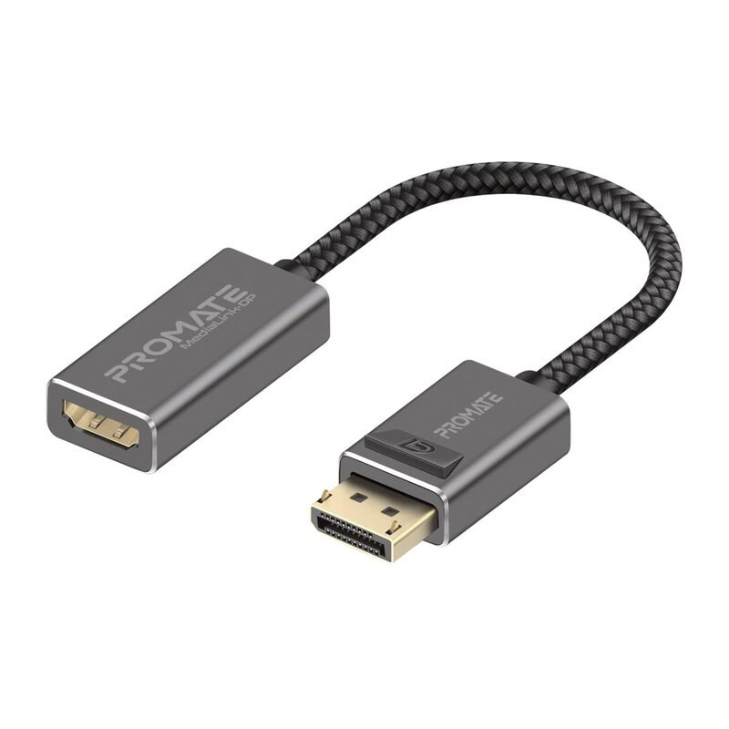

Promate DisplayPort to HDMI Adapter, Ultra HD 4k Male to Female DP to HDMI Converter Video Display Cord with Gold Platted Connectors, Black