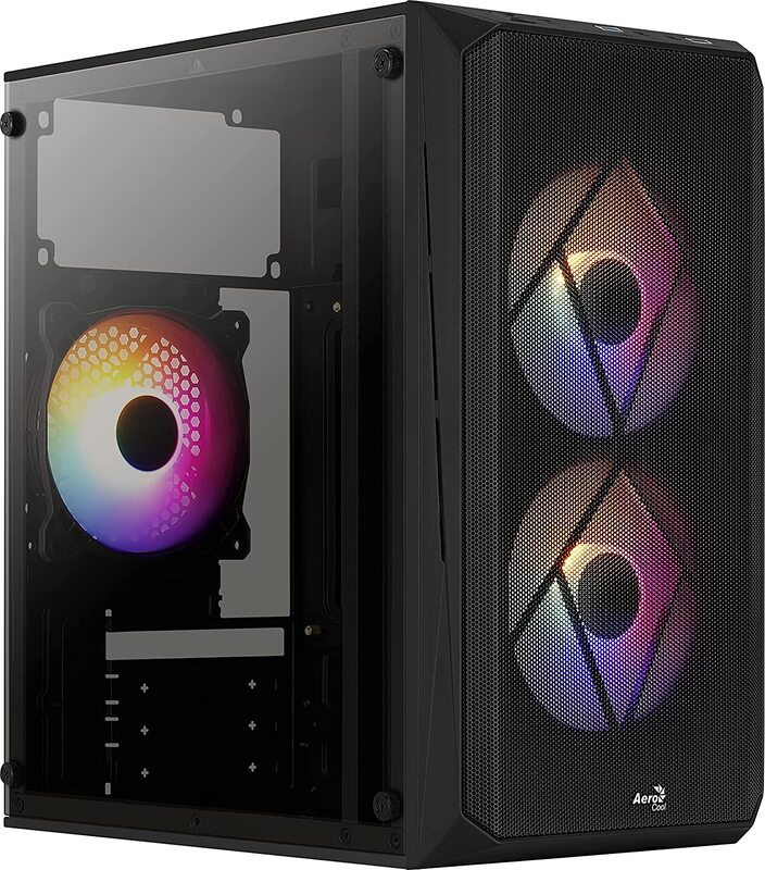 

AeroCool CS107 V2 MicroATX PC Case Side Window 3 x 120mm FRGB Fan CS107V2, Black