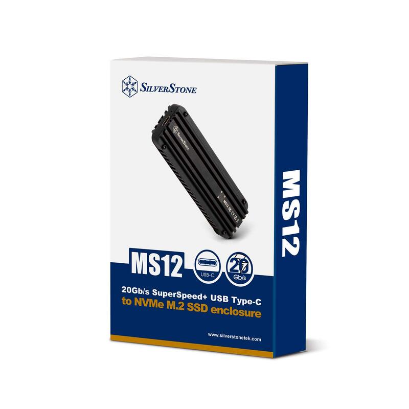 

Silverstone MS12, 20Gbps Super Speed + USB 3.2 Type-C to NVMe M.2 SSD Enclosure, SST-MS12, Black