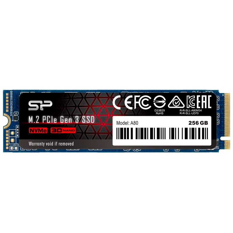 

SP Silicon Power 256GB NVMe PCIe M.2 SSD, Up to 3400MB/s, 3D TLC NAND DRAM Cache, Black