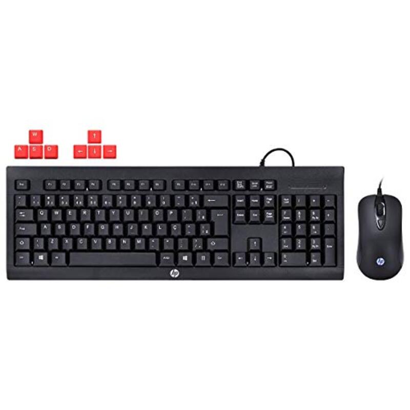 

HP KM100 Wired Gaming English Keyboard and Mouse Combo Set, Black