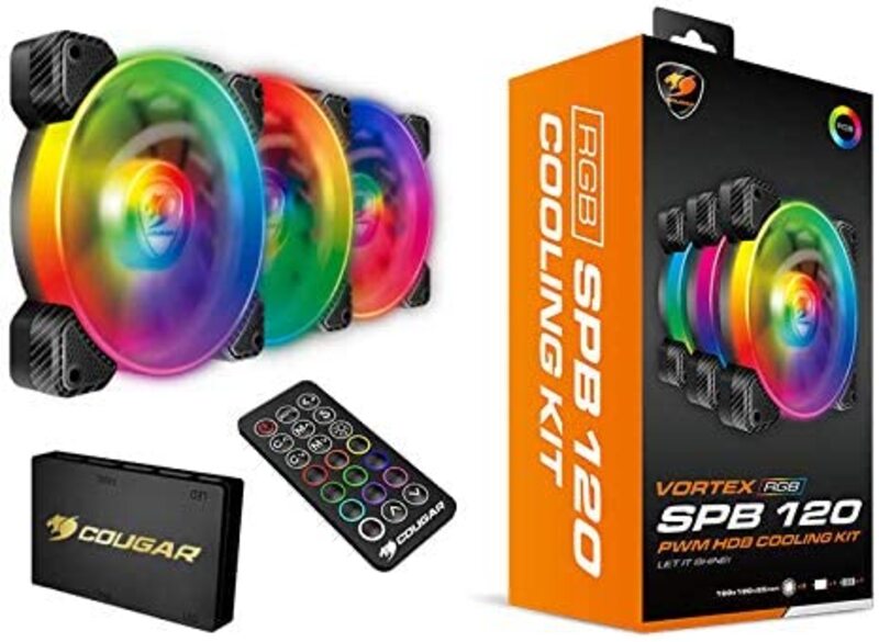 

Cougar Hydraulic Vortex RGB SPB 120mm PMW HDB 5V Addressable Lighting Cooling Fans, Multicolour