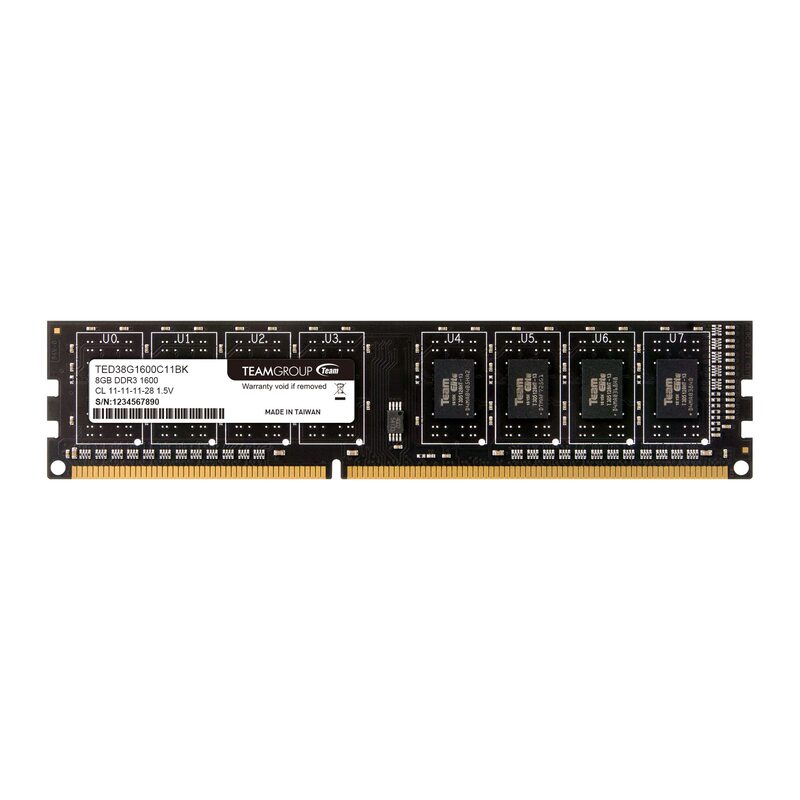 

TeamGroup 8GB DDR3 DIMM 240-PIN Unbuffered Memory, Black