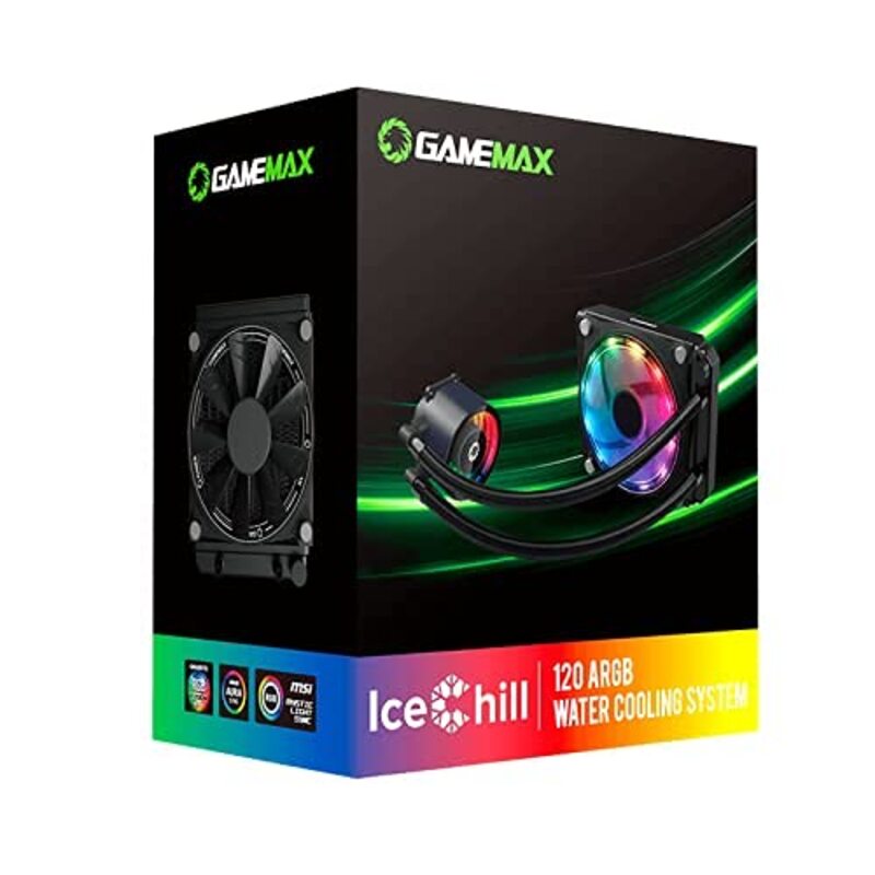 

GameMax Ice Chill 120 mm ARGB AIO Water Cooling System, Black