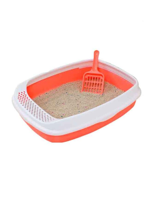 

MPS Cat Litter Tray with Rim, Small, Orange/White