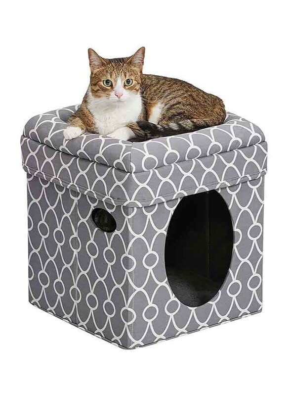 

Midwest Pet Products 2-Story Cube Cat House, Grey