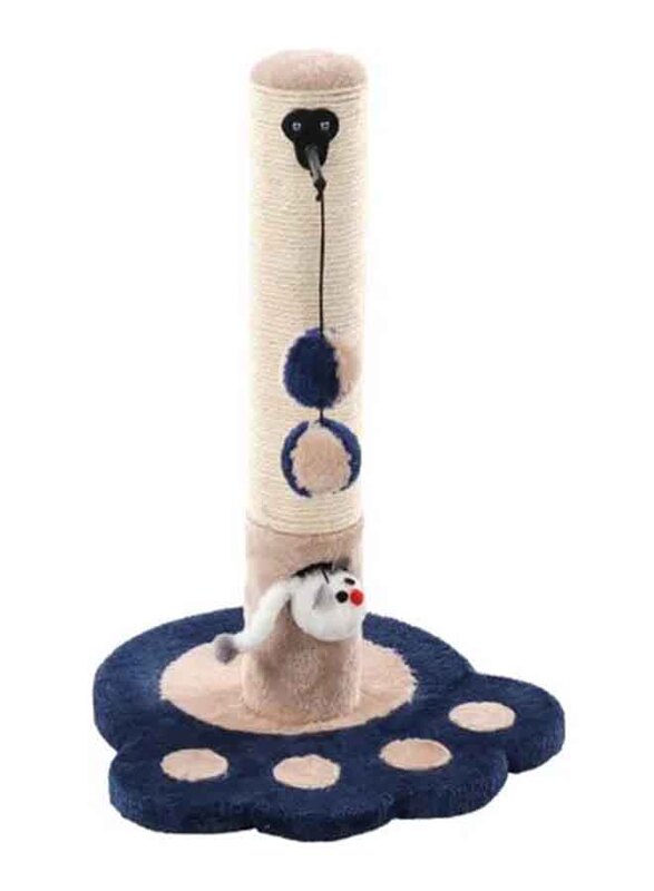 

Flamingo Cat Scratching Post with Hanging Toys, Beige/Blue