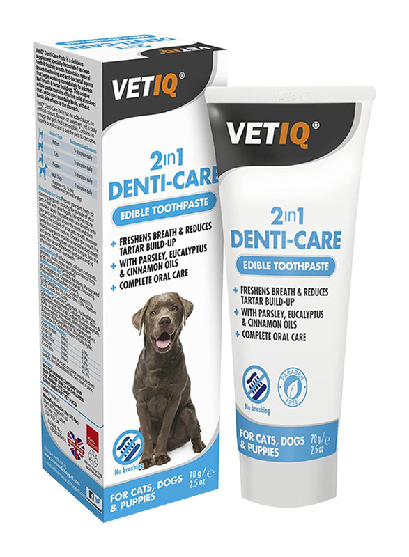 

Vetiq 2-in-1 Denti Care Edible Toothpaste with Parsley, Eucalyptus & Cinnamon Oils, 70g, White