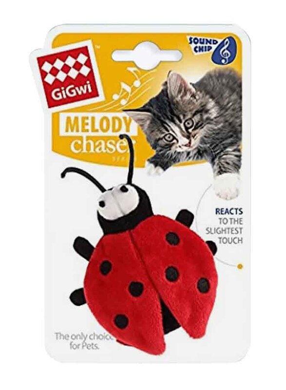 

Gigwi Melody Chaser Ladybug Plush Cat Toy with Sound Chip, Black/Red