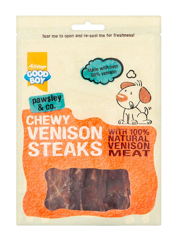 

Good Boy Pawsley & Co. Chewy Venison Steaks Dog Treats, 80g