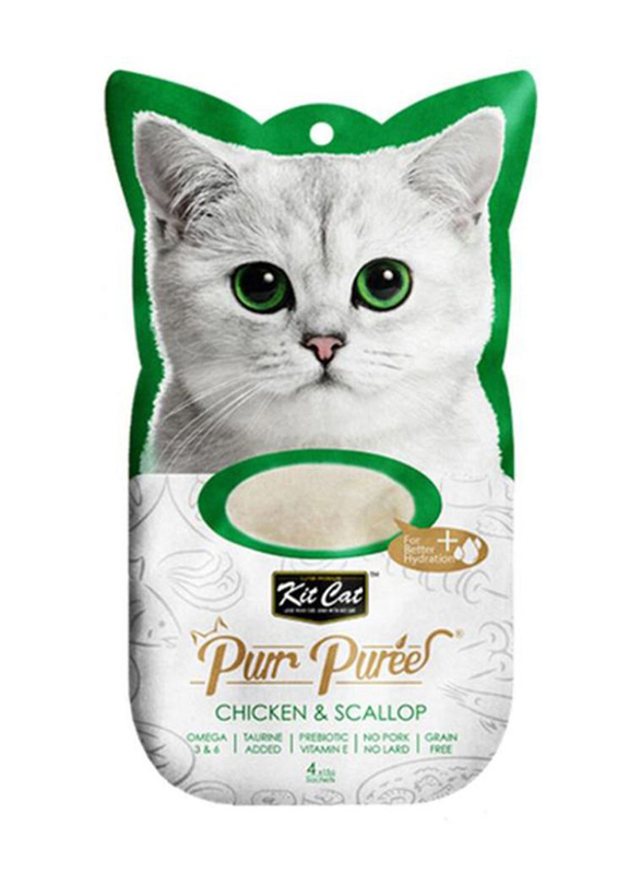 

Kit Cat Purr Puree Cat Treats with Chicken & Scallop, 4 x 15g