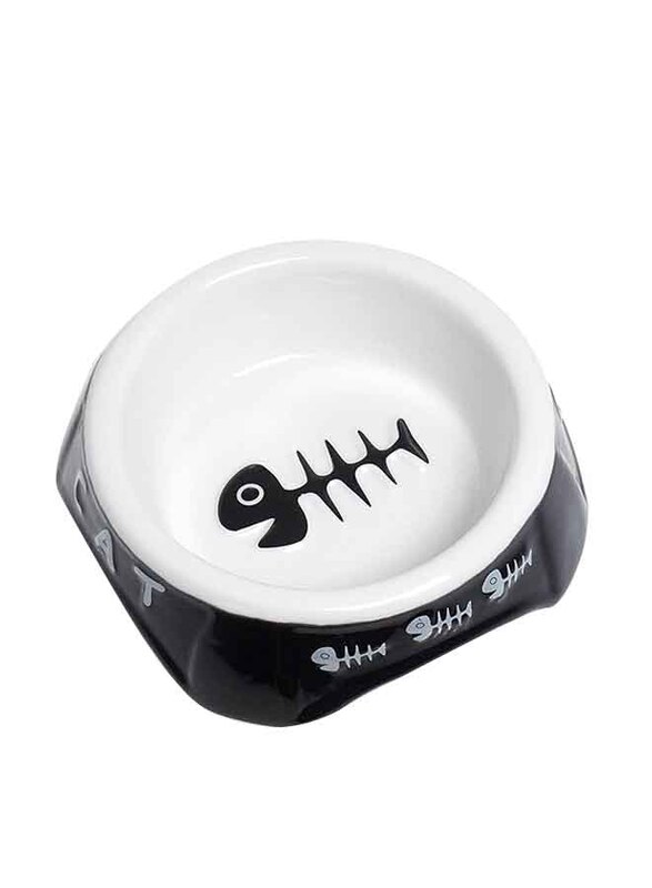 

Karlie Ceramic Feeding & Drinking Bowl for Cat, 250ml, Black/White