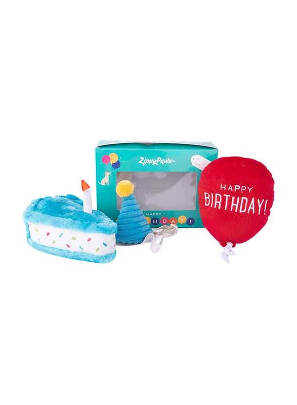 

Zippy Paws Pup Birthday Box Squeaky Plush Dog Toy Set, Multicolour