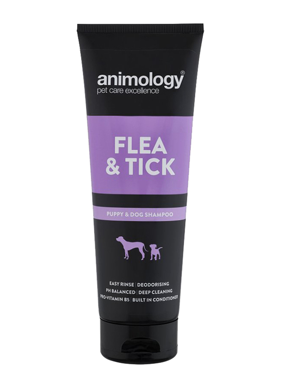 

Animology Flea & Tick Deodorizing Puppies & Dogs Shampoo with Conditioner, 250ml, Black