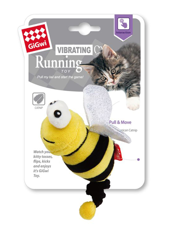 

Gigwi Vibrating Running Bee Catnip Toy, Black/Yellow