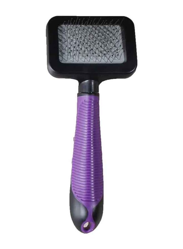 

Flamingo Cat Slicker Brush, Small, Black & Purple