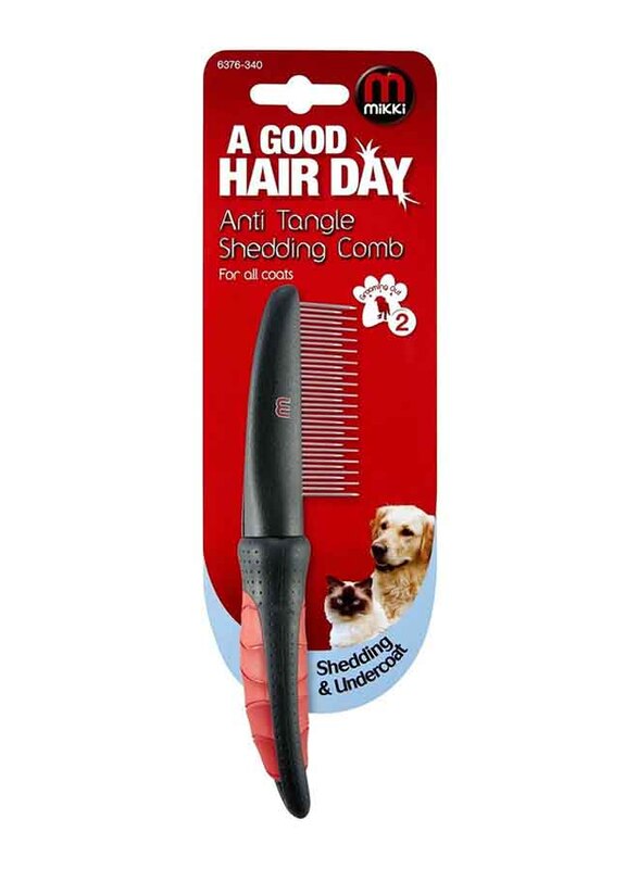 

Mikki Moulting Comb For Dogs & Cats Tangles Combs, One Size, Black/Red