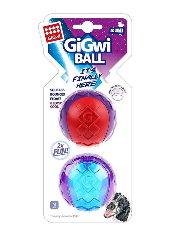 

Gigwi Squeaky Ball Dog Toy, Medium, Multicolour, 2 Piece