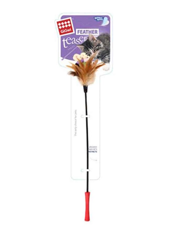 

Gigwi wand with Feathers Teaser Stick Cat Toy, Brown