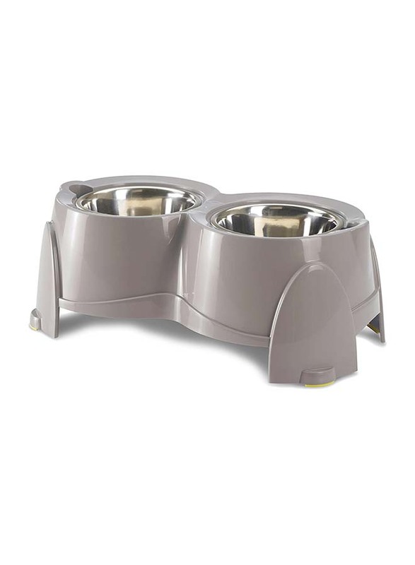

Savic Ergo Dual Dog Bowl, Large, Grey