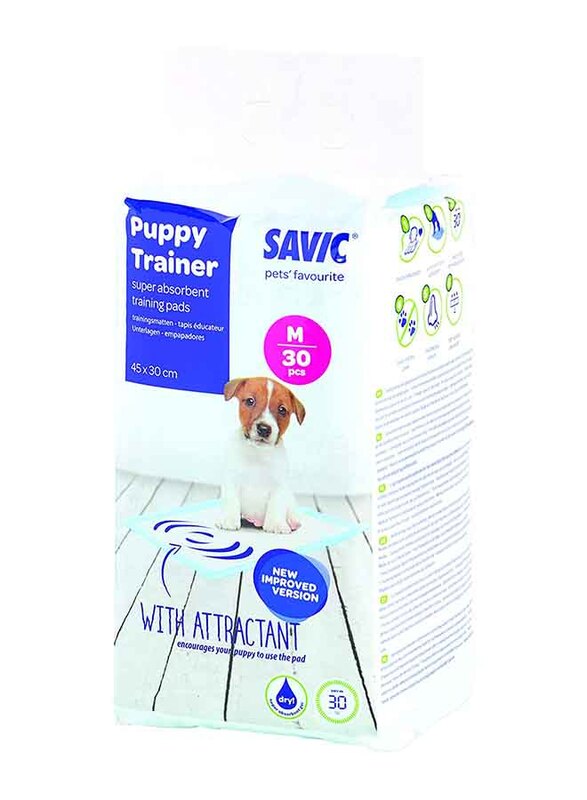 

Savic Puppy Trainer Super Absorbent Pet Pads, Medium, 30 Pieces, White