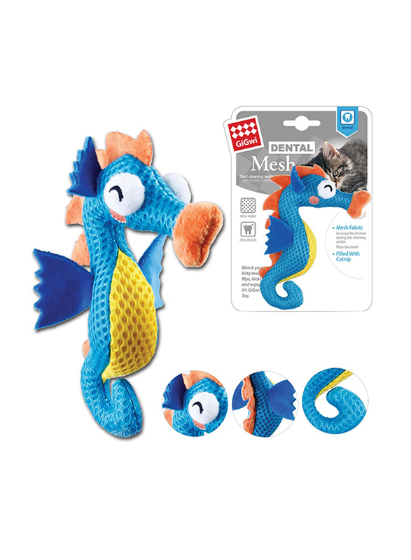 

Gigwi Mesh Dental Mesh Seahorse Catnip Plush Toy, Multicolour