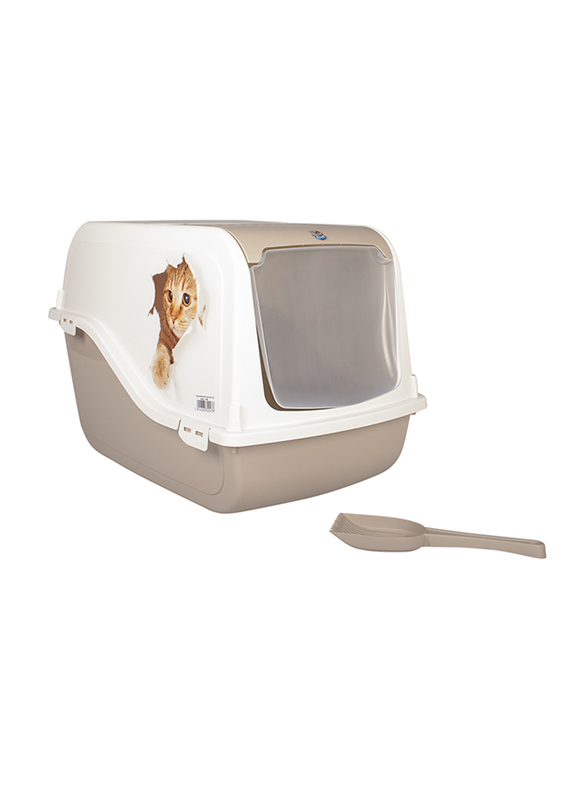 

MP Bergamo Hooded Cat Litter Box, One Size, Beige