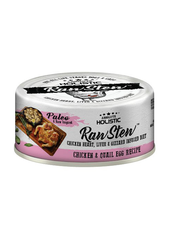 

Absolute Holistic Raw Stew Chicken & Quail Eggs Recipe Wet Cat & Dog Food, 80g