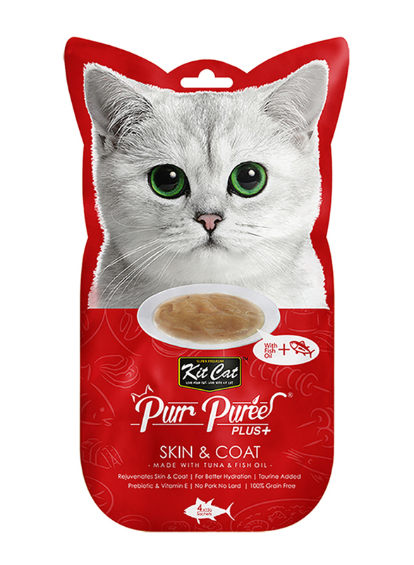 

Kit Cat Purr Puree Plus Cat Treats with Tuna & Fish Oil, 4 x 15g