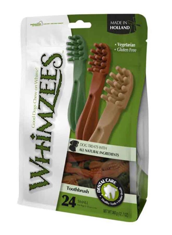 

Whimzees Natural Daily Toothbrush Shaped Dental Treat Dog Dry Food, 24 Pieces