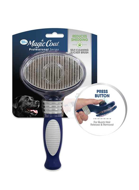 

Four Paws Magic Coat Professional Series Self-Cleaning Slicker Brush, One Size, Blue