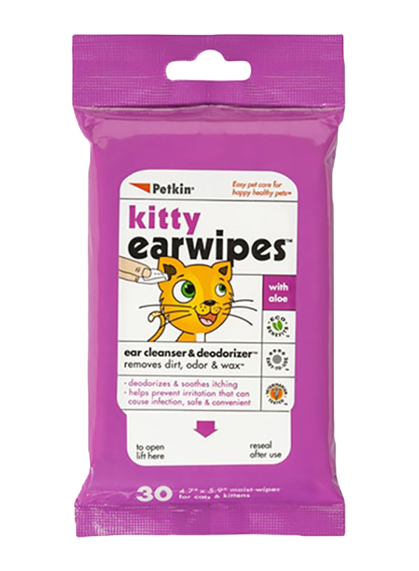 

Petkin Kitty Ear Wipes, 30 Wipes, White