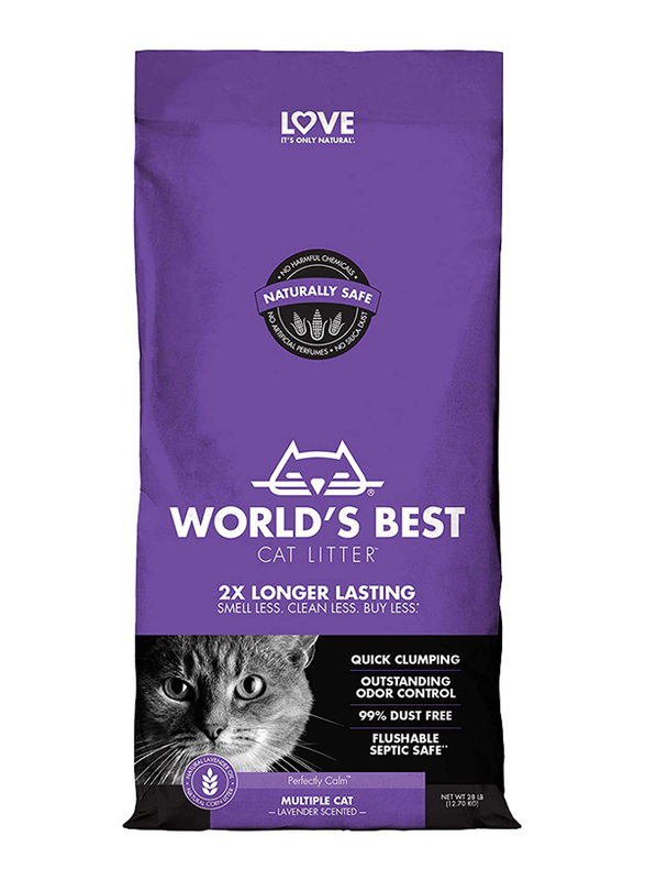 

World's Best Cat Litter Lavender Scent Multiple Clumping Litter, 12.70Kg, Brown