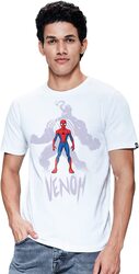 The Souled Store Official Spider-Man: Venom Inside (Solar Activated) Printed T-Shirt for Men, Extra Large, White
