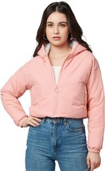 The Souled Store Solids Regular fit Solid Full Sleeve Jackets for Women, Small, Apricot Pink