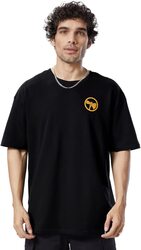 The Souled Store Official Thor: Meet The God of Thunder Printed Oversized T-Shirt for Men, Double Extra Large, Black