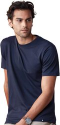 The Souled Store Supima Half Sleeve Solid Cotton T-Shirt for Men, Extra Large, Dark Blue