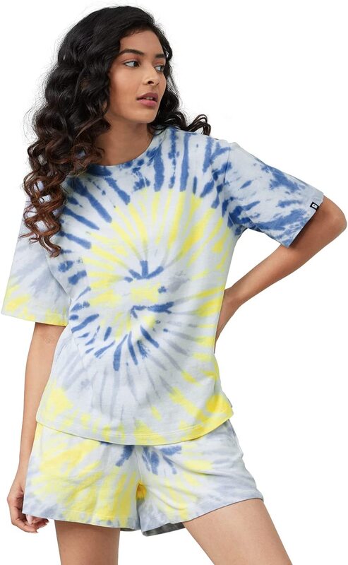 

The Souled Store Tie Dye Spiral Solid Co-ord Set for Women, Extra Small, Yellow Spiral Multicolour