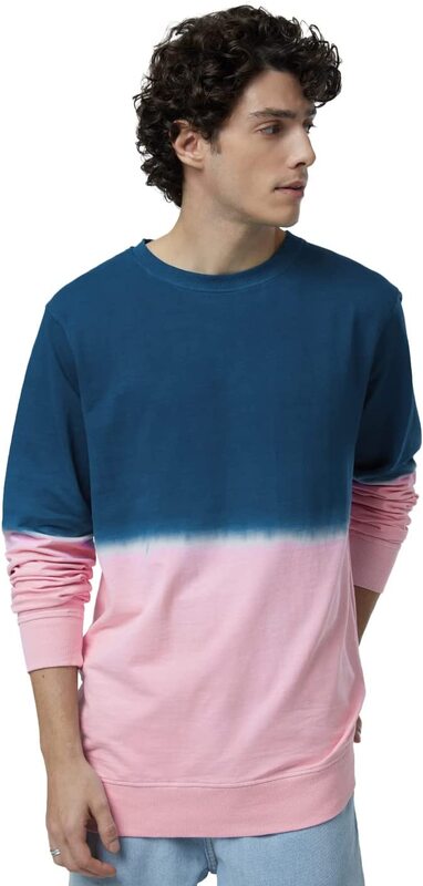 

The Souled Store TSS Originals: Colour Block Full Sleeve Sweatshirt for Men, Small, Blue/Pink