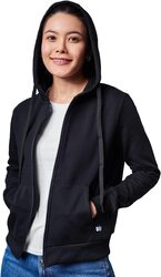 The Souled Store Solid Cotton Hoodie for Women, Medium, Black