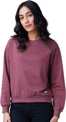 The Souled Store Women Solids Sweatshirt for Women, Medium, Plum Melange Maroon