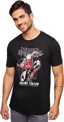 The Souled Store Official Spider-Man: NYC's Crime Fighter (Glow in The Dark) Printed T-Shirt for Men, Extra Large, Black