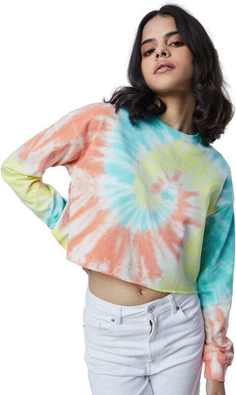 

The Souled Store Tie Dye: Candy Swirls Oversized Sweatshirt for Women, Extra Small, Multicolour