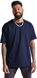 The Souled Store Basic Solid Half Sleeve Cotton Oversized T-Shirt for Men, Small, Navy Blue