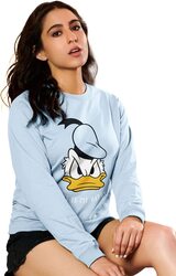 The Souled Store Official Donald Duck: My Happy Face Printed Sweatshirt for Women, Medium, Blue